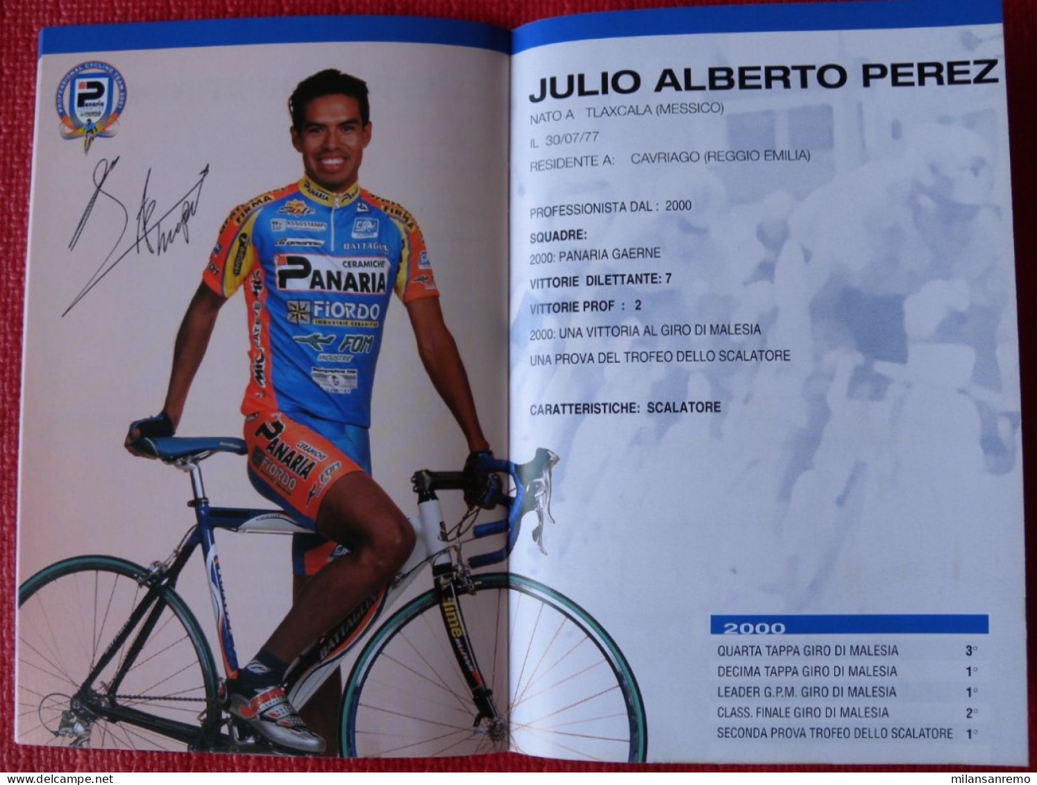 CYCLISME: CYCLISTE : LIVRET DE PRESENTATION EQUIPE PANARIA 2001 - Wielrennen