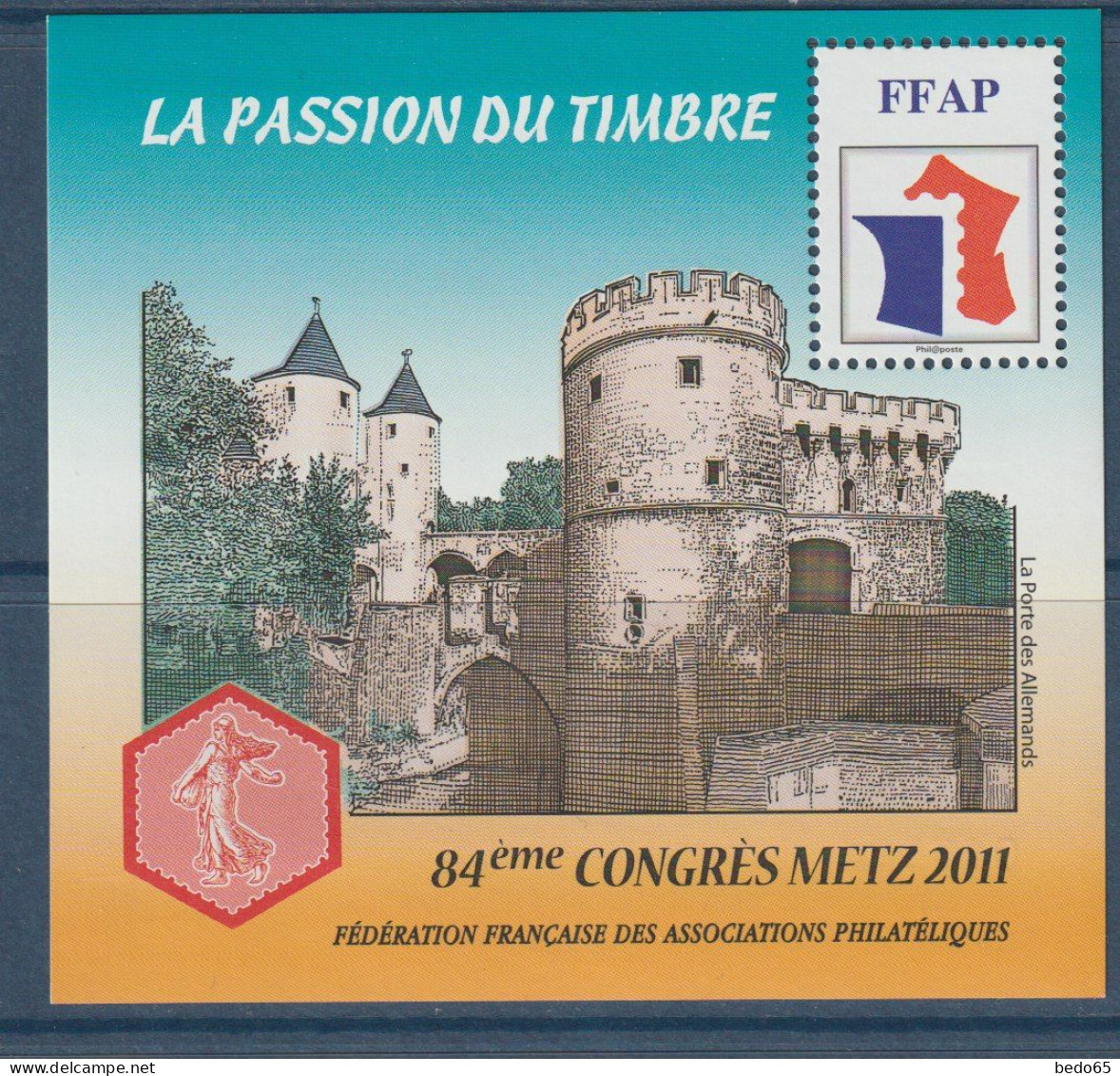 BLOC SOUVENIR  F.F.A.P  ANNEE 2011 N° 5  NEUF** LUXE SANS CHARNIERE / Hingeless / MNH - FFAP