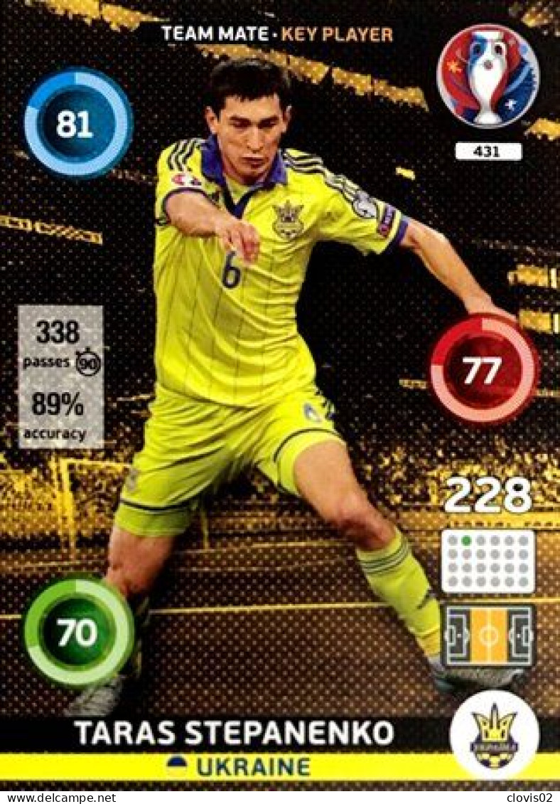 431 Taras Stepanenko - Ukraine - Panini Adrenalyn XL UEFA Euro 2016 Carte Football - Trading Cards