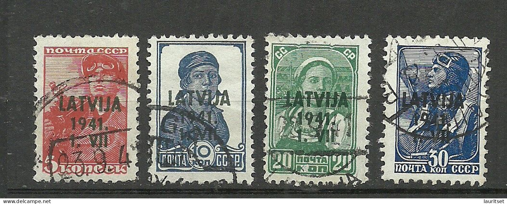 Lettland Latvia 1941 German Occupation Michel 1 - 2 & 4 - 5 O - Lettland