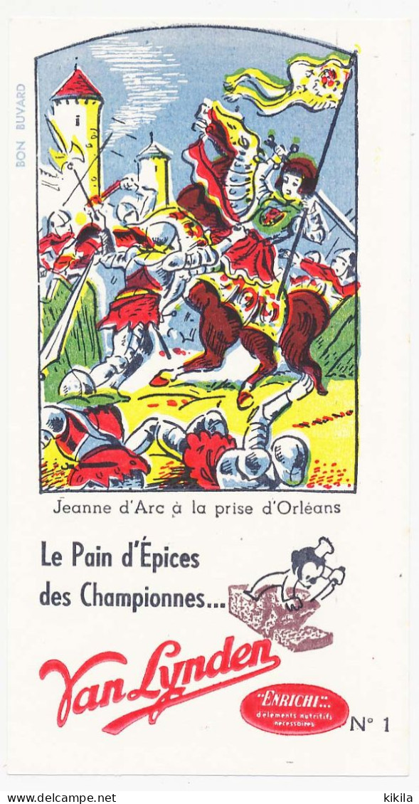 Buvard 10.5 X 19.9 Le Pain D'épices VAN LYNDEN Jeanne D'Arc à La Prise D'Orléans  N° 1  Papier Blanc - Gingerbread