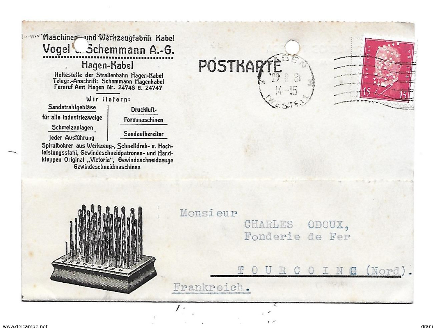 Perf. Allemagne V&S Sur 405(Y&T) - Carte Lettre 1931 - Brieven En Documenten