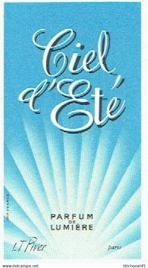 Carte Parfum CIEL D'ETE De L.T. PIVER - Carte Offerte Par R. NOEL De LOURDES - Vintage (until 1960)