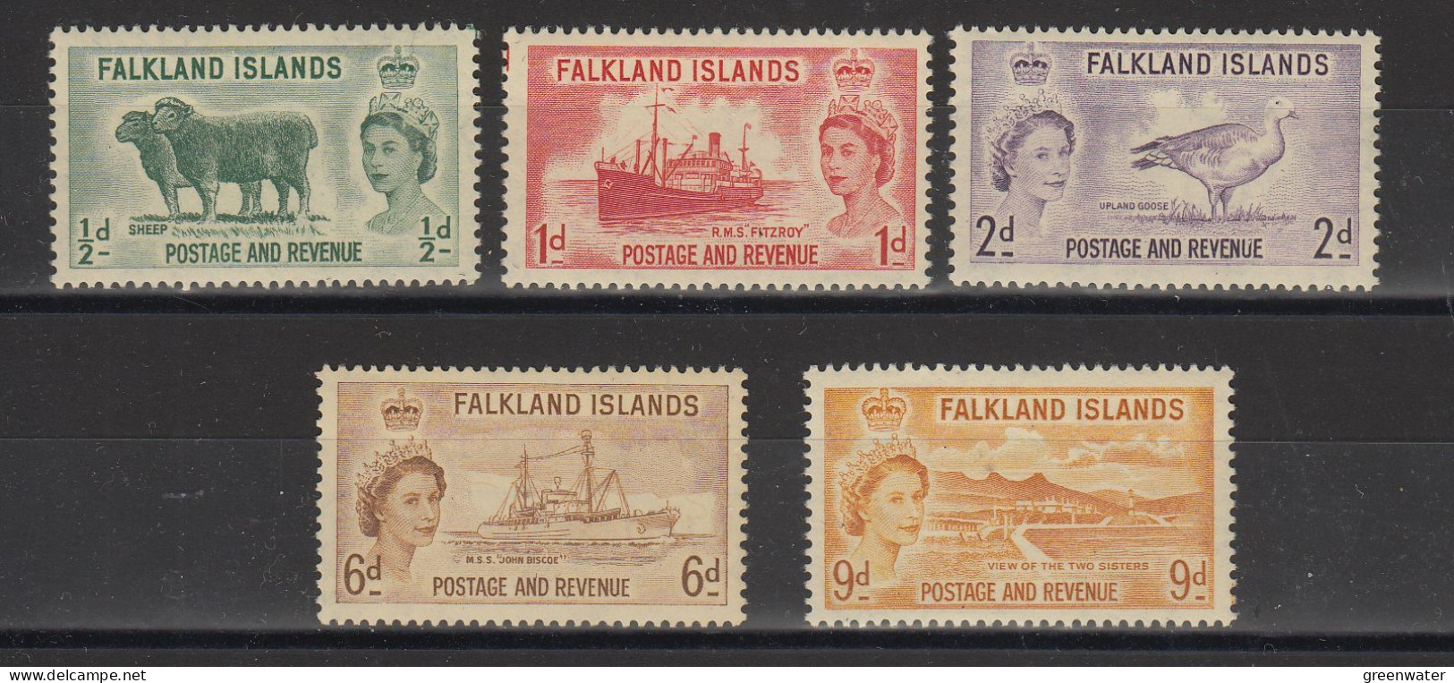 Falkland Islands 1955 Queen Elizabezth II / Pictorials 5v ** Mnh (ZO210) - Falklandeilanden