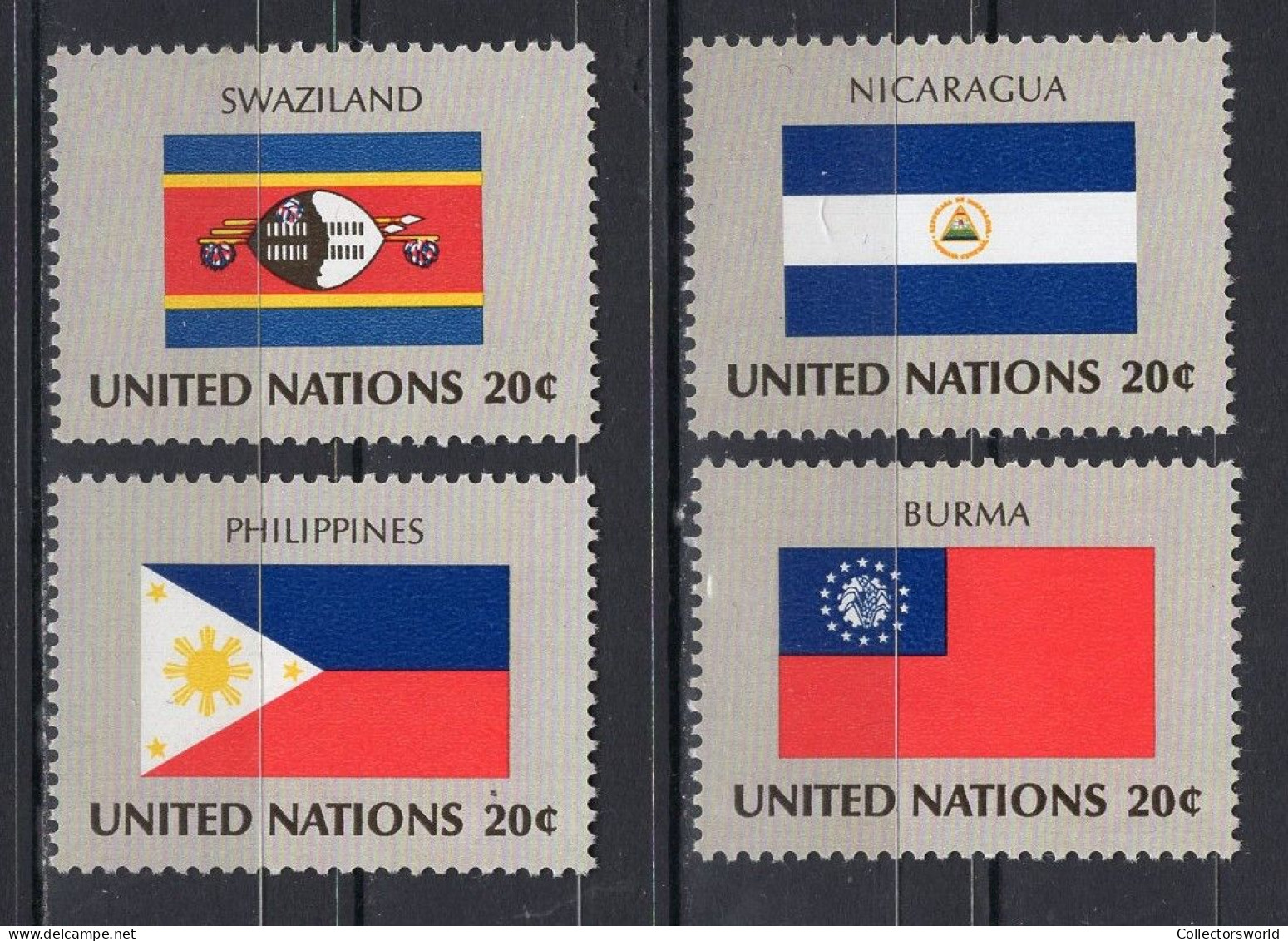 United Nations UN New York Serie 4v 1982 Flag Serie Philippines Swaziland Nicaragua MNH - Neufs