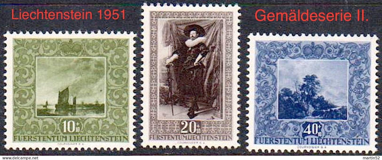 Liechtenstein 1951: Gemälde Aus Der Fürstlichen Galerie (II) Zu W24-26 Mi 301-303 Yv 263-265 ** MNH (Zumstein CHF 45.00) - Neufs