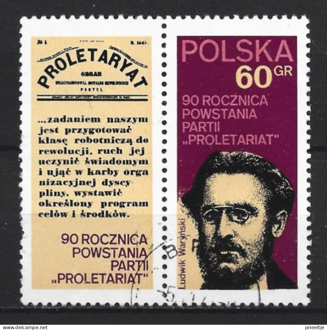 Poland 1972 90 Y. Anniv. Of The Proletarian Party   Y.T . 2016 (0) - Gebraucht