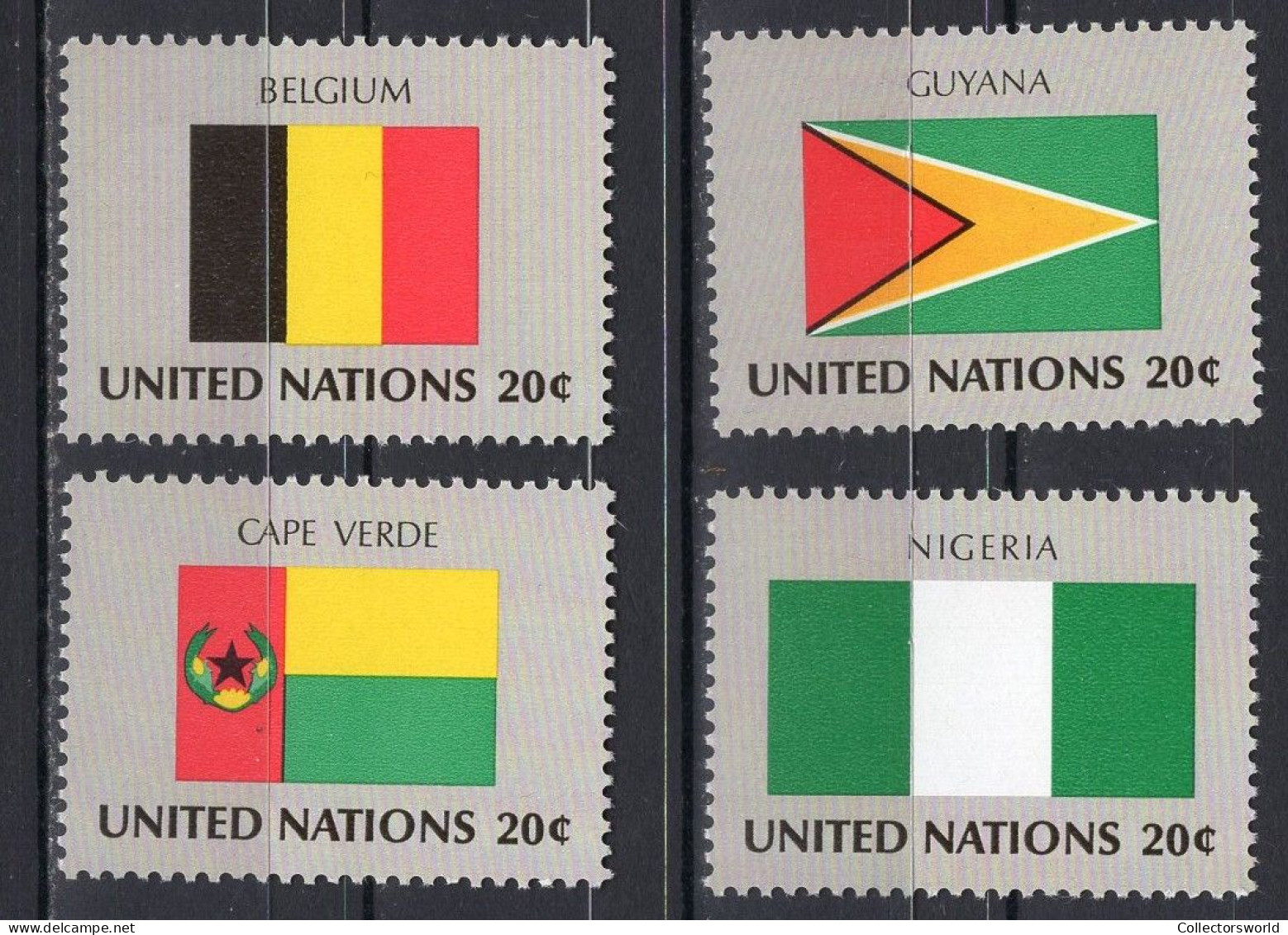 United Nations UN New York Serie 4v 1982 Flag Serie Nigeria Belgium Cape Verde Guyana MNH - Nuovi