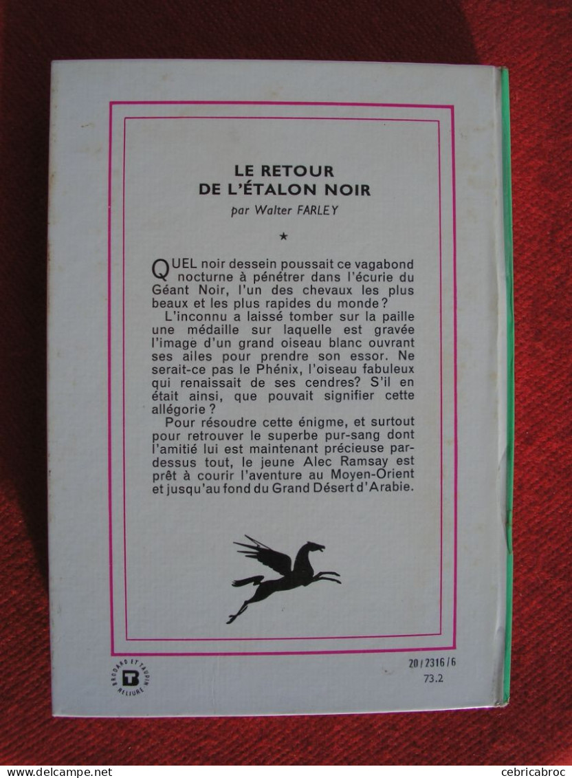 BIBLIOTHEQUE VERTE - LE RETOUR DE L'ETALON NOIR - WALTER FARLEY - Biblioteca Verde