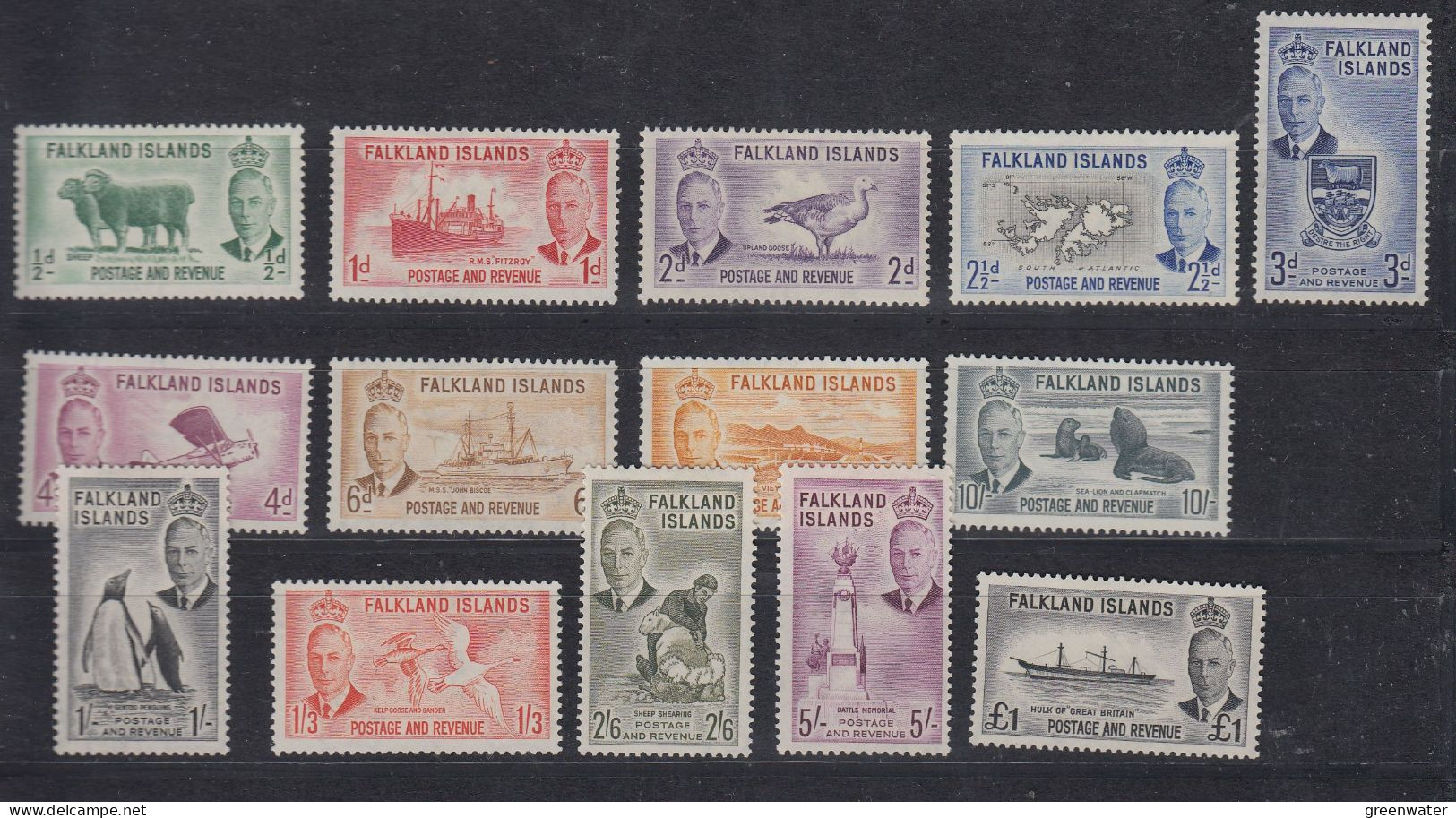 Falkland Islands 1952 King George VI Pictorials 14v * Mh (= Mint, Hinged) (ZO211) - Falkland Islands