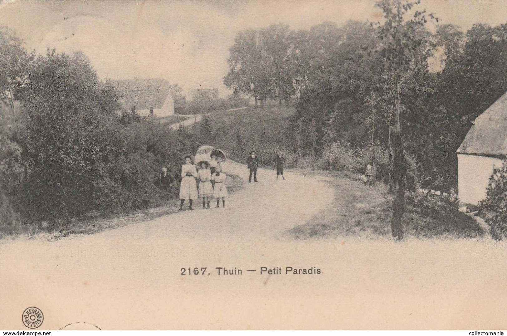 4 OUDE POSTKAARTEN Thuin Panorama 1911 Petit Paradis  La Biesmelle 1911 Monument Fauconnier 1911 Uitg. Hermans - Thuin