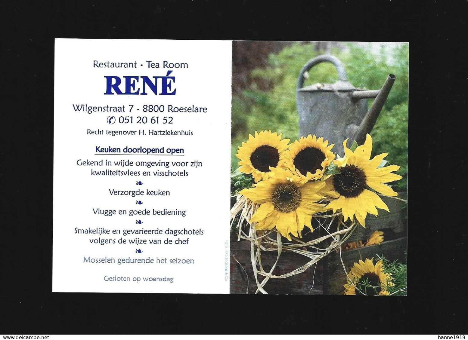 Roeselare Wilgenstraat Restaurant Tea Room René Kalender 2007 Calendrier Htje - Kleinformat : 2001-...