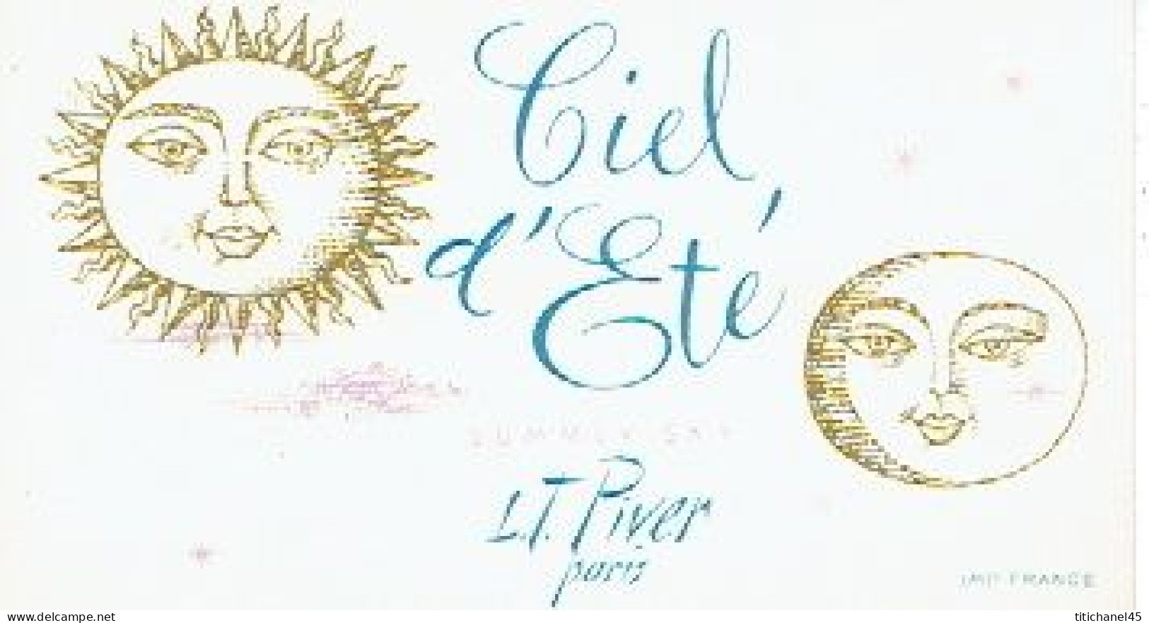 Carte Parfum CIEL D'ETE De L.T. PIVER - Vintage (until 1960)