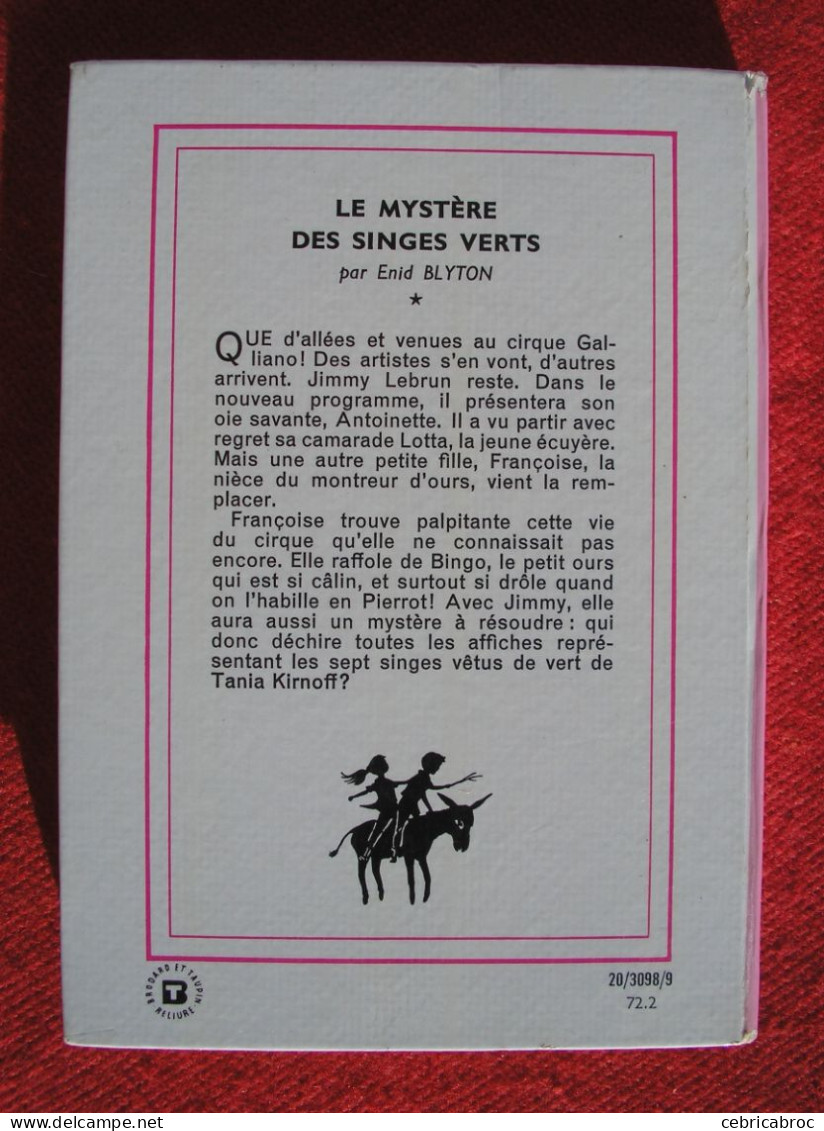 BIBLIOTHEQUE ROSE -  LE MYSTERE DES SINGES VERTS - ENID BLYTON - Biblioteca Rosa