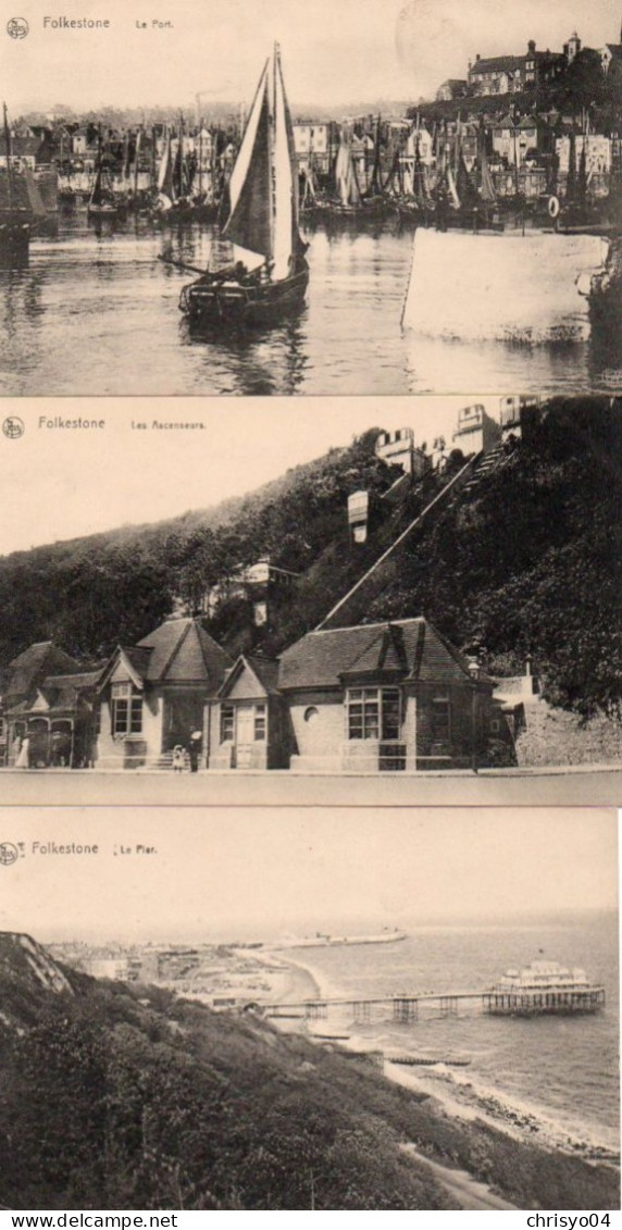 4V3x   Angleterre Folkestone Lot De 6 Cpa - Folkestone