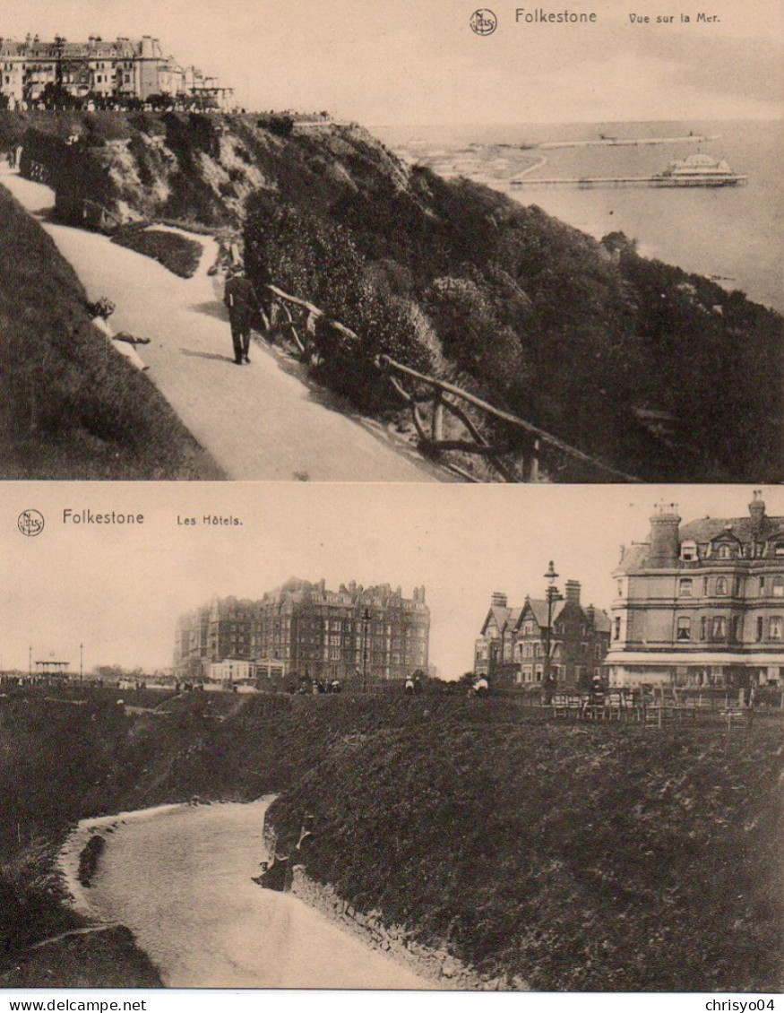 4V3x   Angleterre Folkestone Lot De 6 Cpa - Folkestone