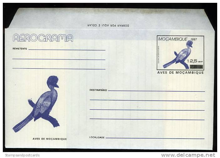 Mozambique Entier Postal Aerogramme 1987 SURCHARGE Oiseau Touraco Moçambique Postal Stationery Bird Turaco OVERPRINT - Mosambik