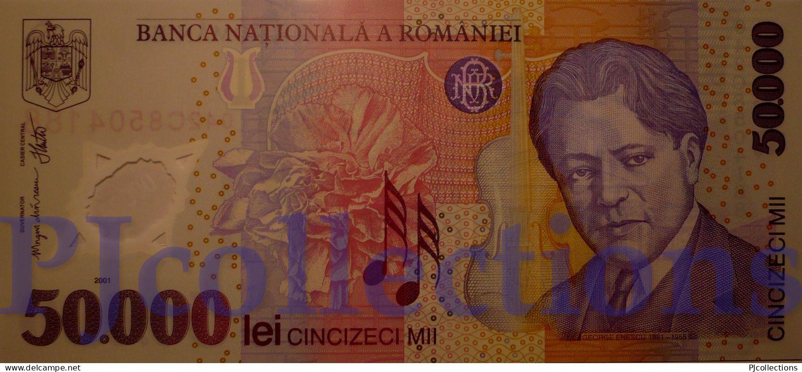 ROMANIA 50000 LEI 2001 PICK 113a POLYMER UNC - Roemenië