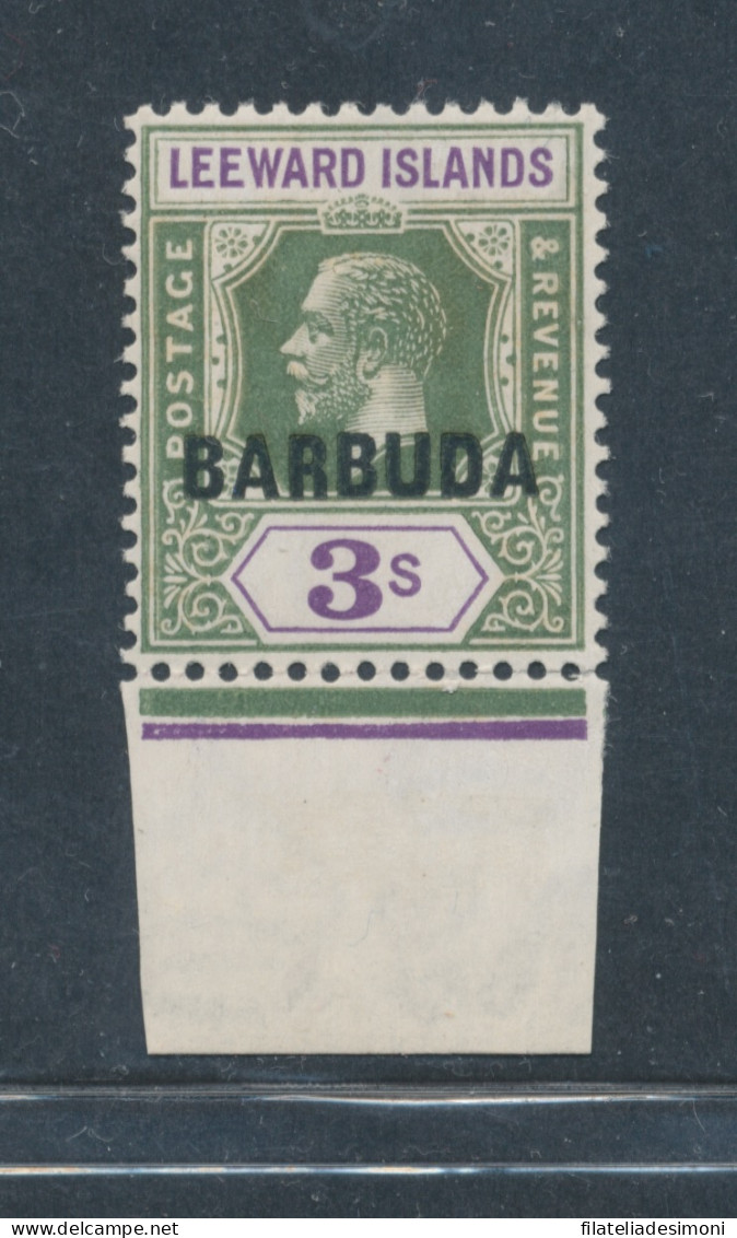 1922 Barbuda - Stanley Gibbons N. 7 - 3 Scellini Bright Green And Violet MNH** - Autres & Non Classés