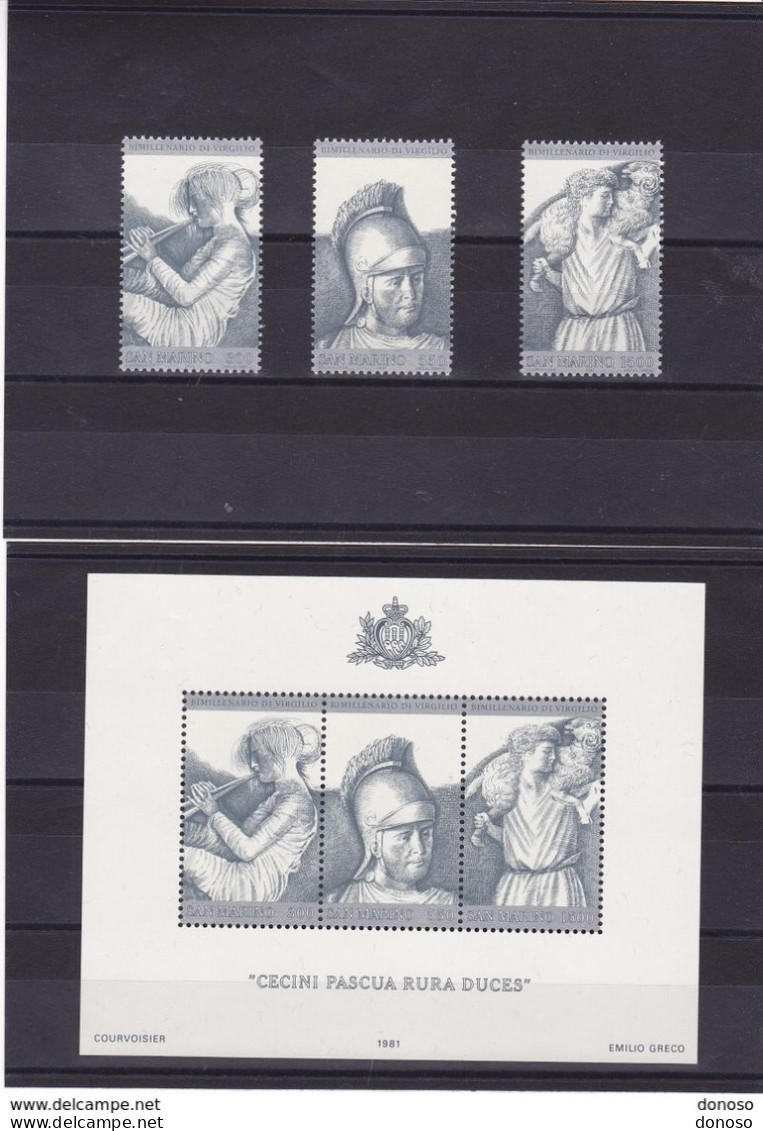 SAINT MARIN 1981 VIRGILE Yvert 1030-1032 + BF 11, Michel 1230-1232 + Bl 8 NEUF** MNH Cote Yv 14 Euros - Unused Stamps