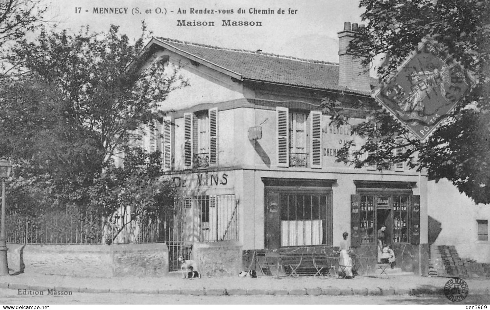 MENNECY (Essonne) - Au Rendez-vous Du Chemin De Fer, Maison Masson - Voyagé 1911 (2 Scans) - Mennecy