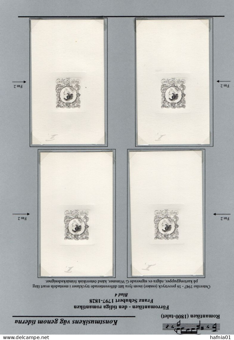 Austria 1947. Franz Schubert.  Collection: 18 Essays Proofs Phase 1 - 4.      5 Of Them Signed By Georg Wimmer. - Proofs & Reprints