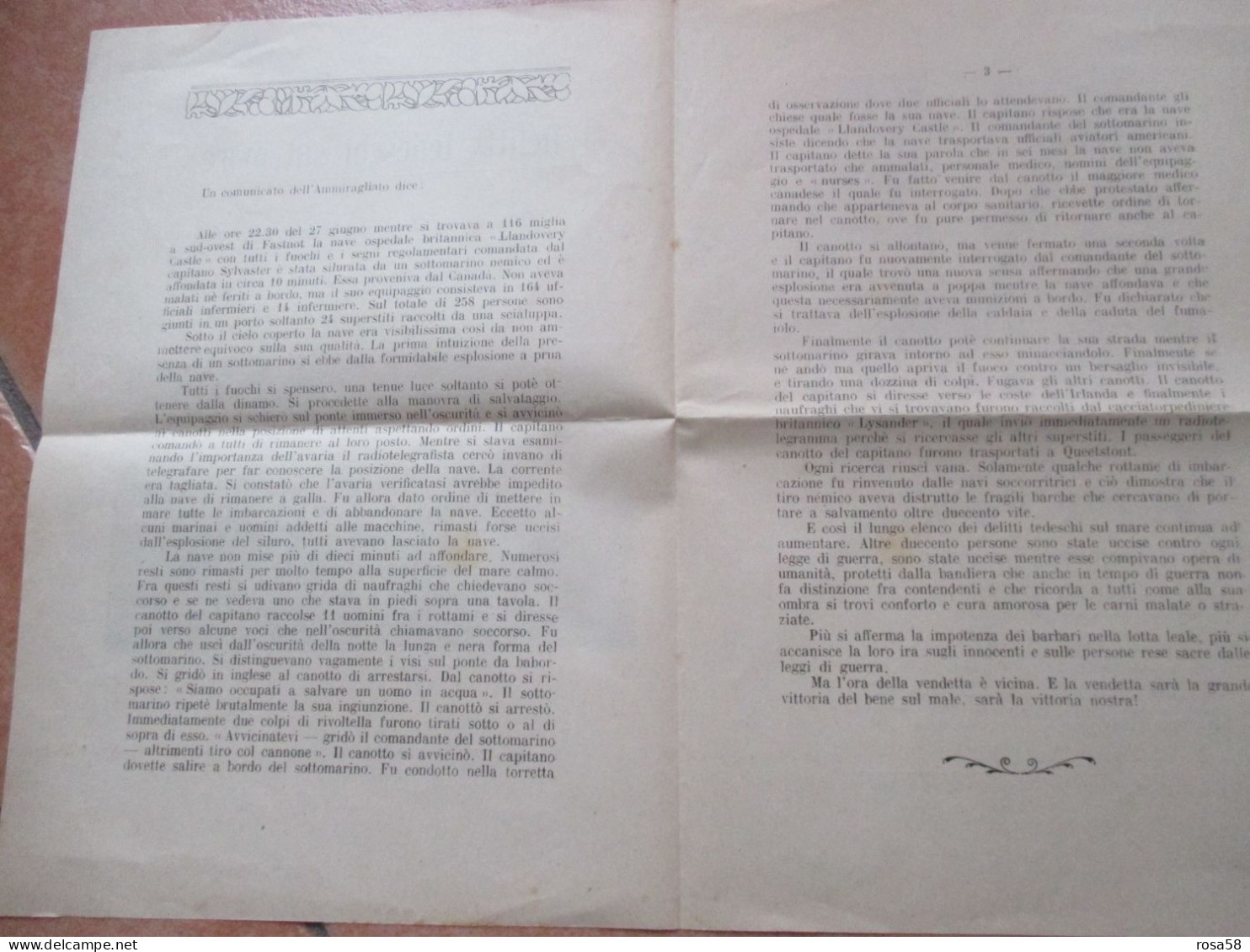 1914 DIFFUSIONE MENSILE I Delitti Tedeschi Sul Mare Nave Ospedale Llandovery Castle Silurata COCCODRILLO TEUTONICO - Guerre 1914-18