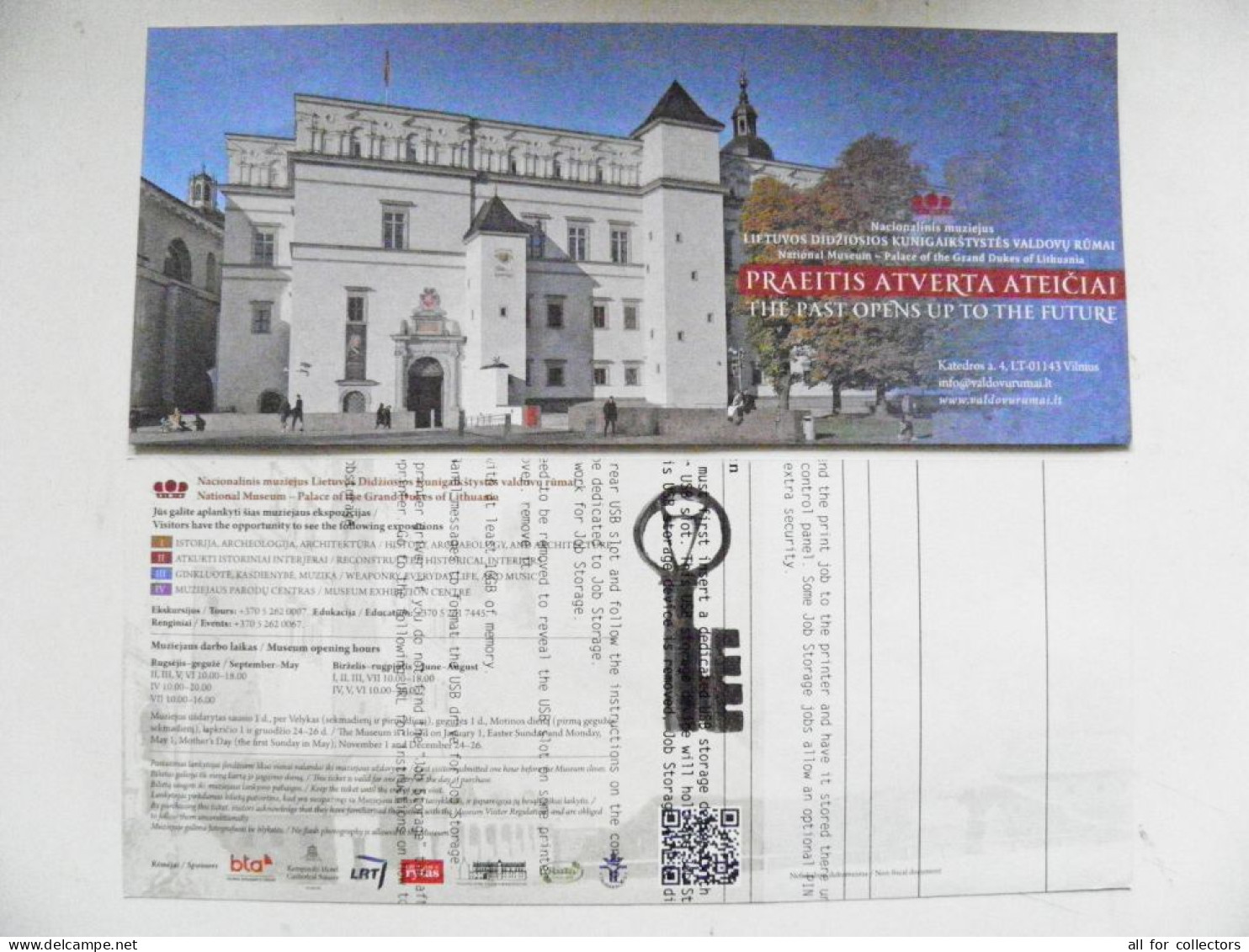 ERROR Printing On The Back Side! Entry Ticket Lithuania To National Museum -Palace Of The Grand Dukes.  - Tickets D'entrée
