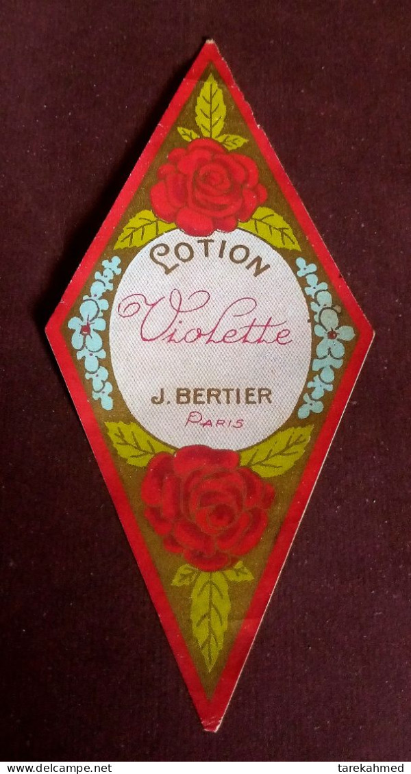 Egypt Kingdom , Rare Vintage Label Of Violette Lotion By J. Bertier (Paris) , Egypt Agency , Lablfil - Etichette