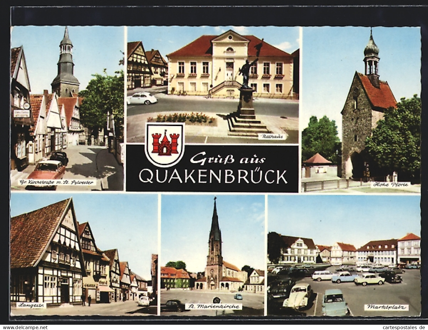 AK Quakenbrück, Grosse Kirchstrasse Mit Kirche St. Sylvester, Hohe Pforte, St. Marienkirche  - Quakenbrueck