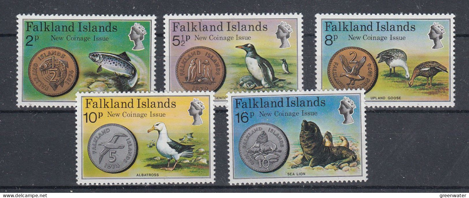 Falkland Islands 1975 New Coinage 5v  ** Mnh (ZO218) - Falklandeilanden