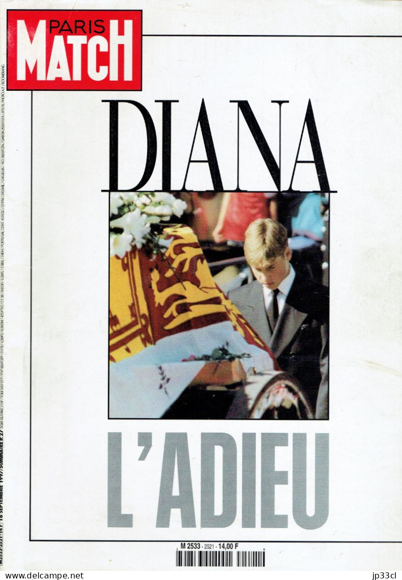 L'Adieu à Lady Diana : N° Spécial De Paris-Match Avec Plus De 50 P. Relatant Les Funérailles De La Princesse (18/9/1997) - People