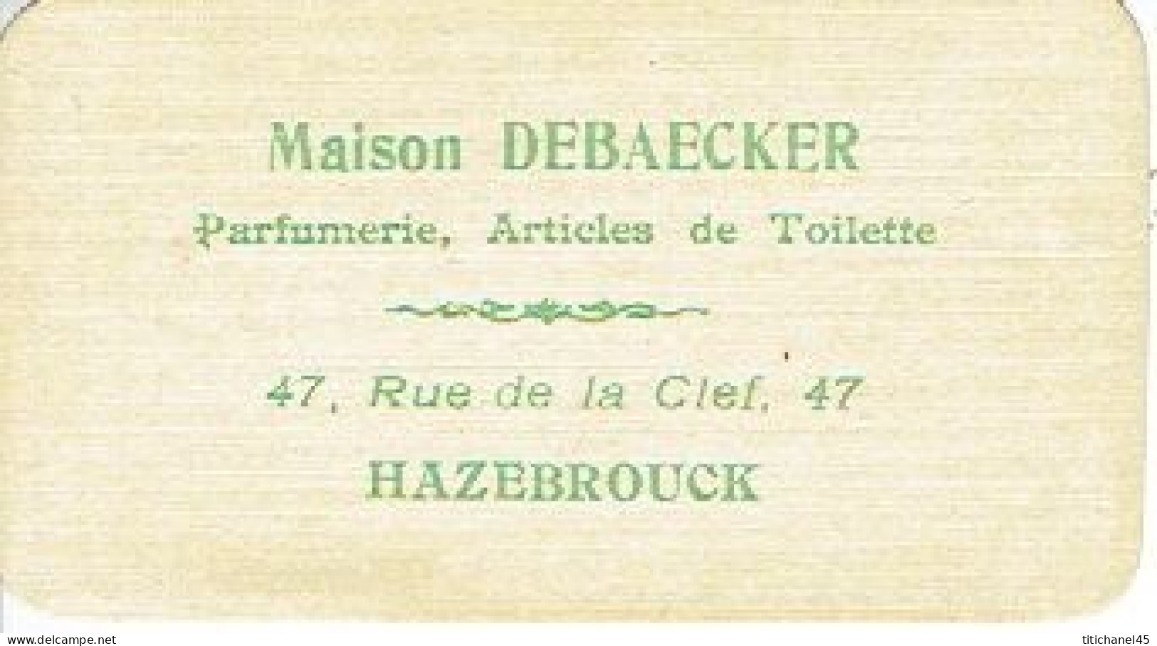 Carte  Parfum AVENTURINE De L.T. PIVER - Carte Offerte Par La Maison DEBAECKER à HAZEBROUCK - Anciennes (jusque 1960)