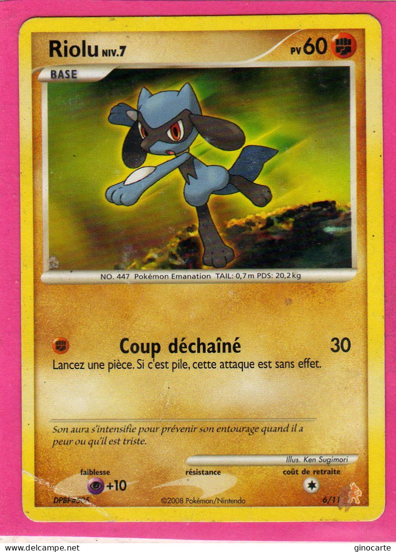 Carte Pokemon 2008 Trainer Kits 6/11 Riolu 60pv Plié - Trainer Kits