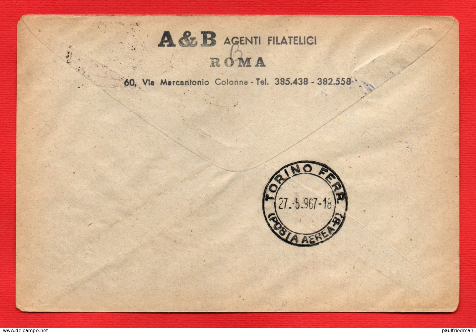 Regno 1917 - Aerogramma Volo Roma-Torino  Rinviato Nel 50° Anniversario (1967) - Storia Postale (Posta Aerea)