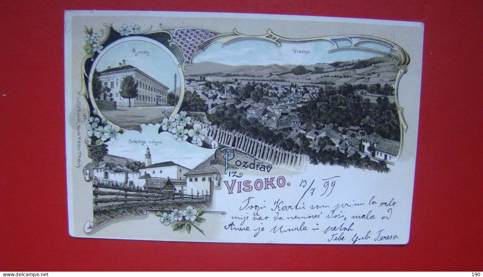 Pozdrav Iz Visoko.Konak,Visoko,Srbska Crkva. Lithography.Sign:Visoko-Sarajevo. - Bosnia And Herzegovina