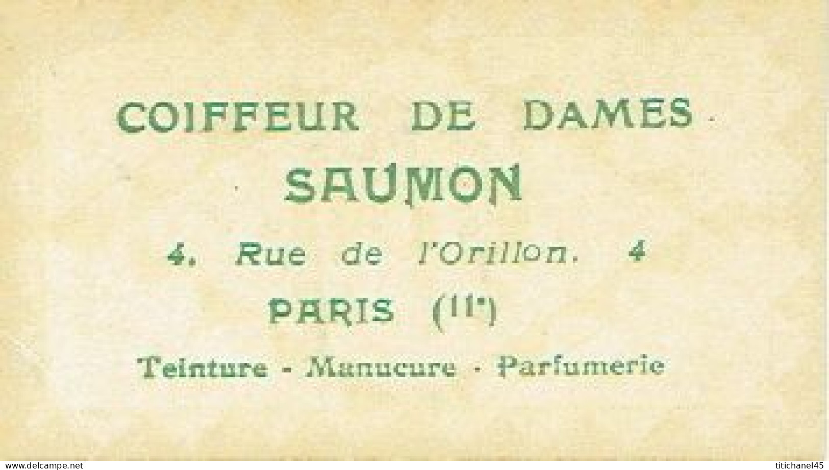 Carte  Parfum GAO De L.T. PIVER - Carte Offerte Par Le Coiffeur SAUMON à PARIS - Anciennes (jusque 1960)