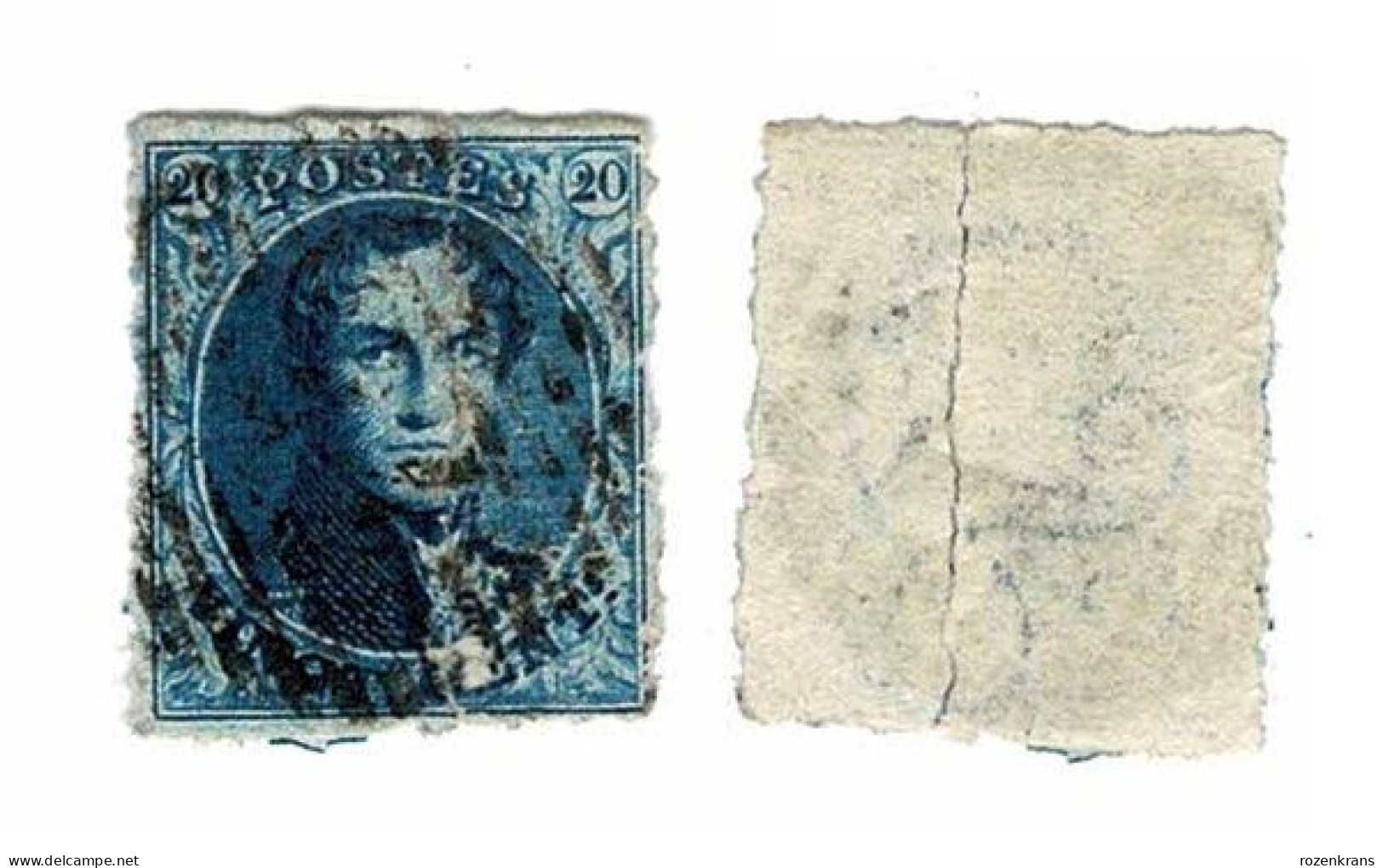 Timbre Postzegel Stamp King Koning Roi Belgique Leopold 1 I Léopold 1er '(Abimee - Gekreukt) - 1849 Schulterklappen