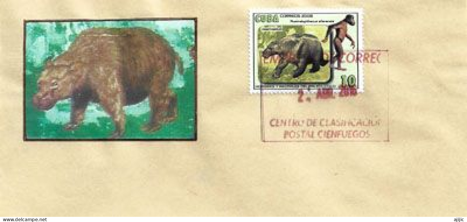 Le Megatherium,mammifère (fossile) & L'Australopithèque,sur Lettre De Cienfuegos (Cuba) - Fossils