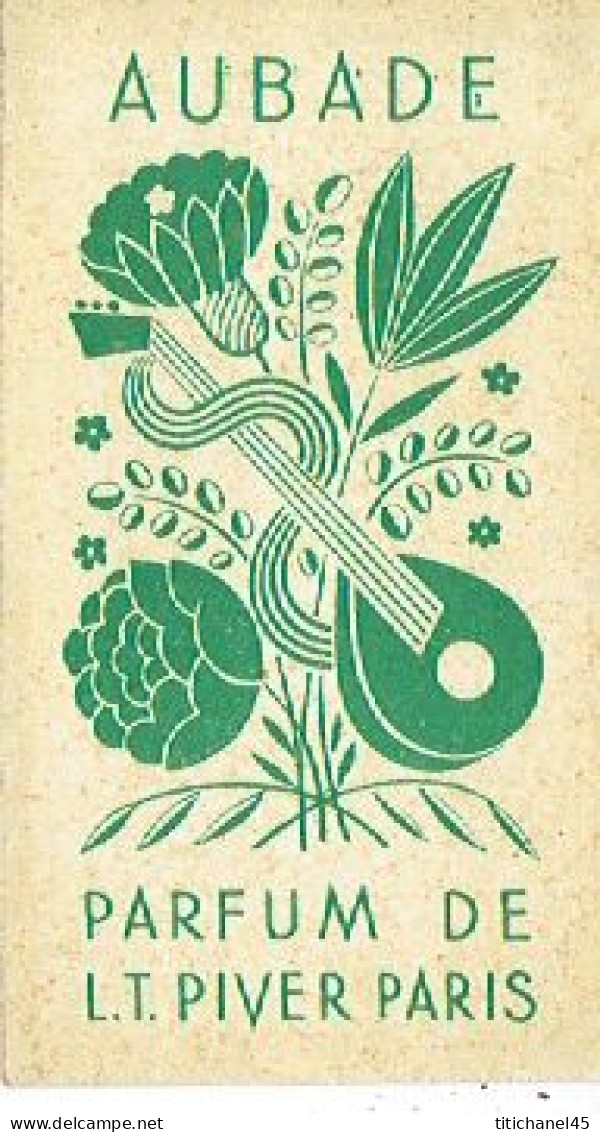 Carte  Parfum AUBADE De L.T. PIVER - Calendrier De 1934 Au Verso - Profumeria Antica (fino Al 1960)