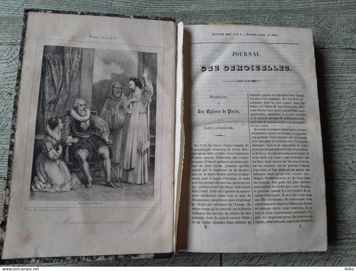 Journal Des Demoiselles 1842 Gravures De Mode Planches Dépliantes Broderie Romans Paris - Moda