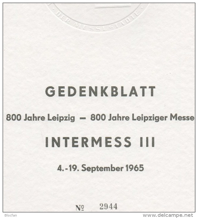 800Jahre Messe Leipzig 1965 DDR GBl.45/A4 50€ Block23+24 Gedenkblatt Expo INTERMESS Bloc Document Fair Sheets Bf Germany - 1e Dag FDC (vellen)