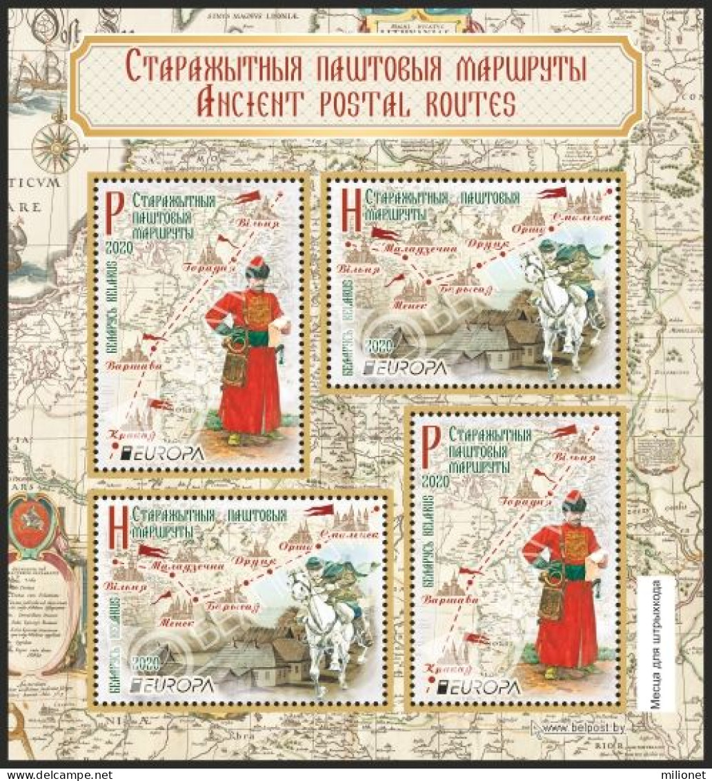 SALE!!! BELARUS BIELORRUSIA BIELORRUSSIE WEISSRUSSLAND 2020 EUROPA Ancient Postal Routes S/S Souvenir Sheet MNH ** - 2020