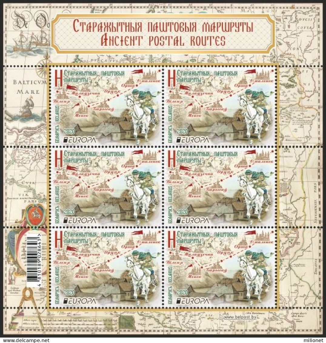 SALE!!! BELARUS BIELORRUSIA BIELORRUSSIE WEISSRUSSLAND 2020 EUROPA Ancient Postal Routes 2 Sheetlets Of 6 Stamps MNH ** - 2020