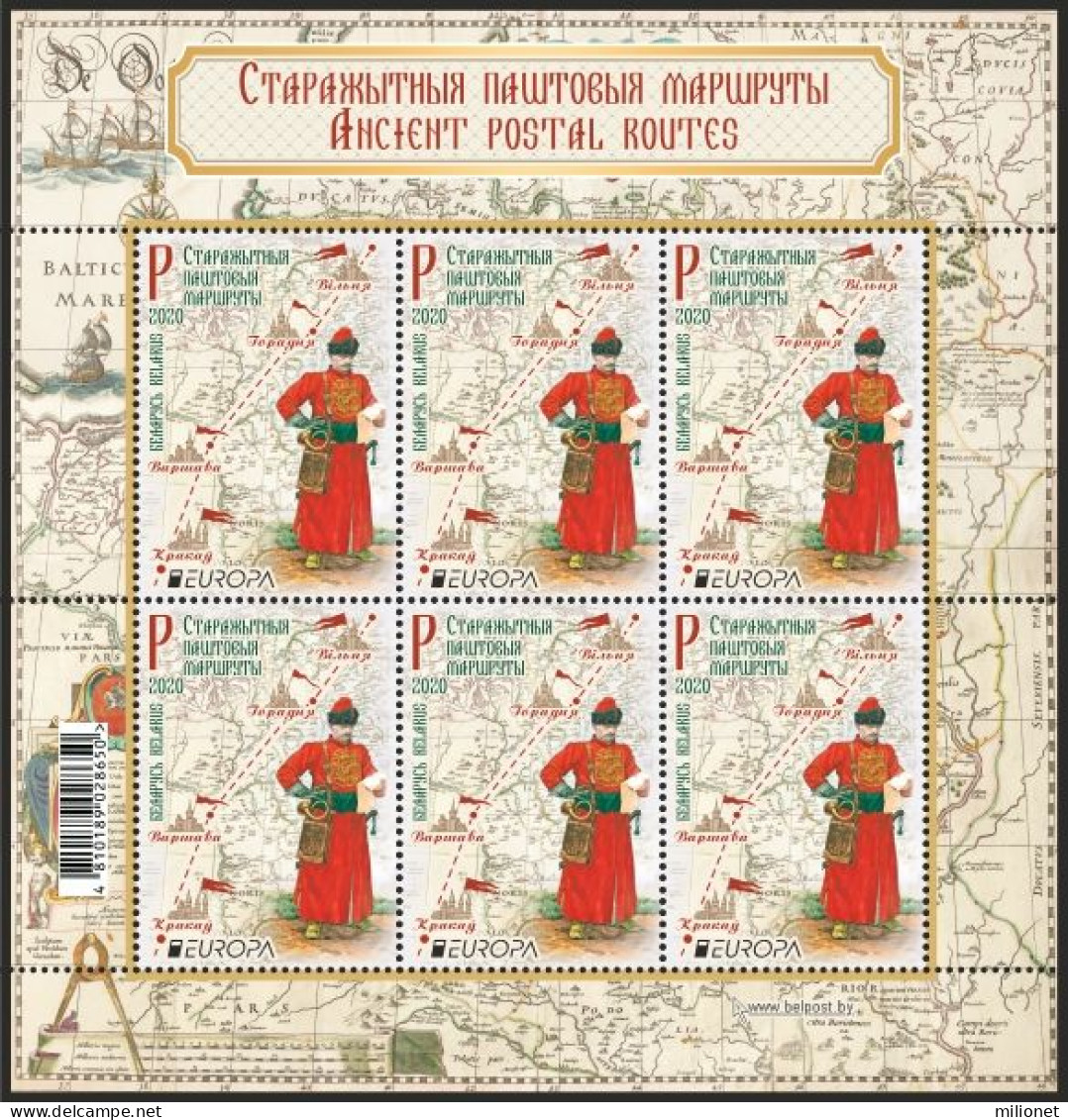 SALE!!! BELARUS BIELORRUSIA BIELORRUSSIE WEISSRUSSLAND 2020 EUROPA Ancient Postal Routes 2 Sheetlets Of 6 Stamps MNH ** - 2020