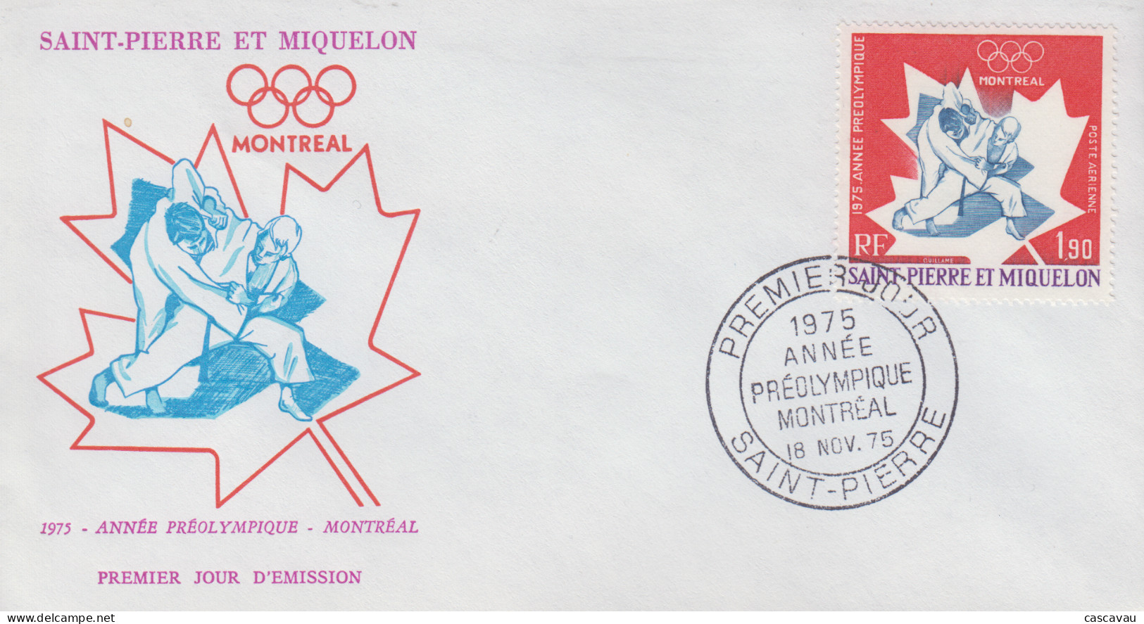 Enveloppe   FDC  1er  Jour   SAINT  PIERRE  ET  MIQUELON    Année  Préolympique    Jeux  Olympiques   MONTREAL    1976 - FDC