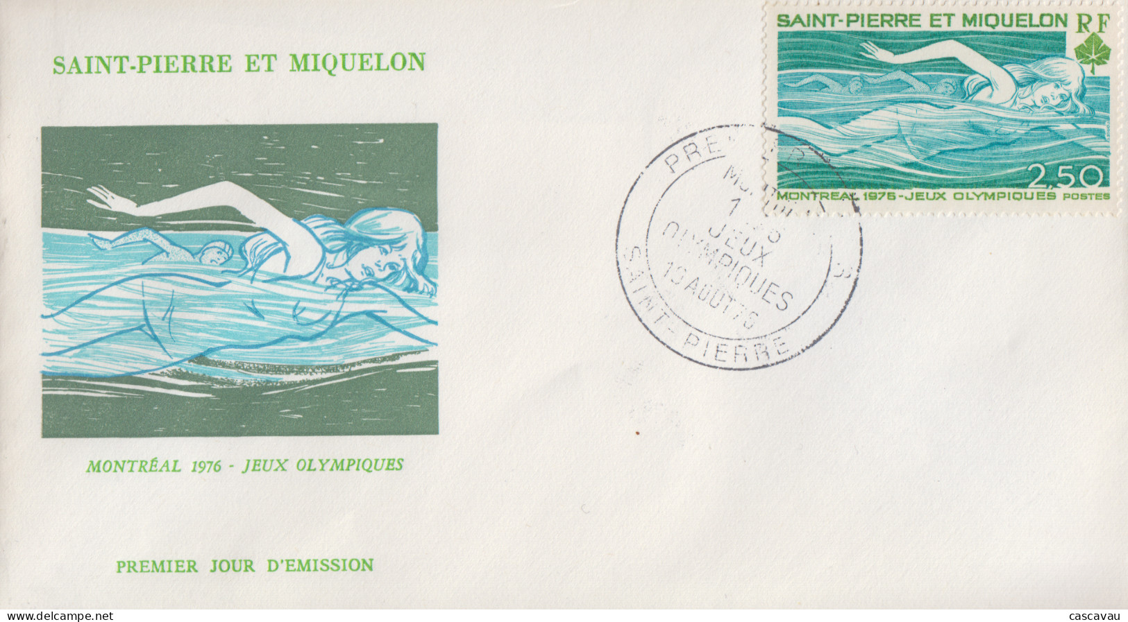 Enveloppe   FDC  1er  Jour   SAINT  PIERRE  ET  MIQUELON    Jeux  Olympiques   MONTREAL    1976 - FDC