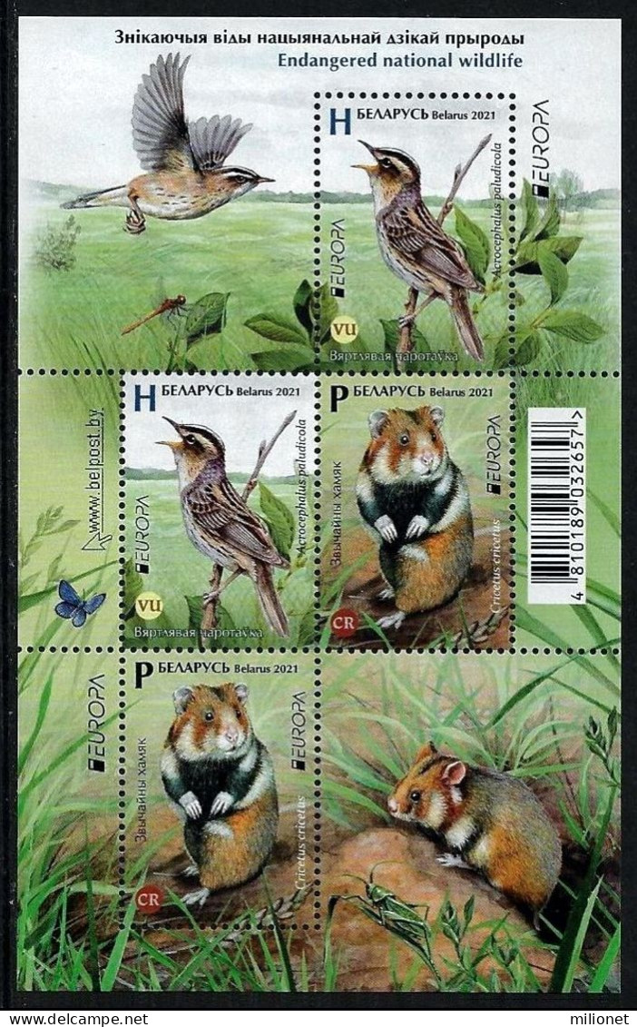 SALE!!! BELARUS BIELORRUSIA BIELORRUSSIE WEISSRUSSLAND 2021 EUROPA Endangered National Wildlife S/S Souvenir Sheet ** - 2021