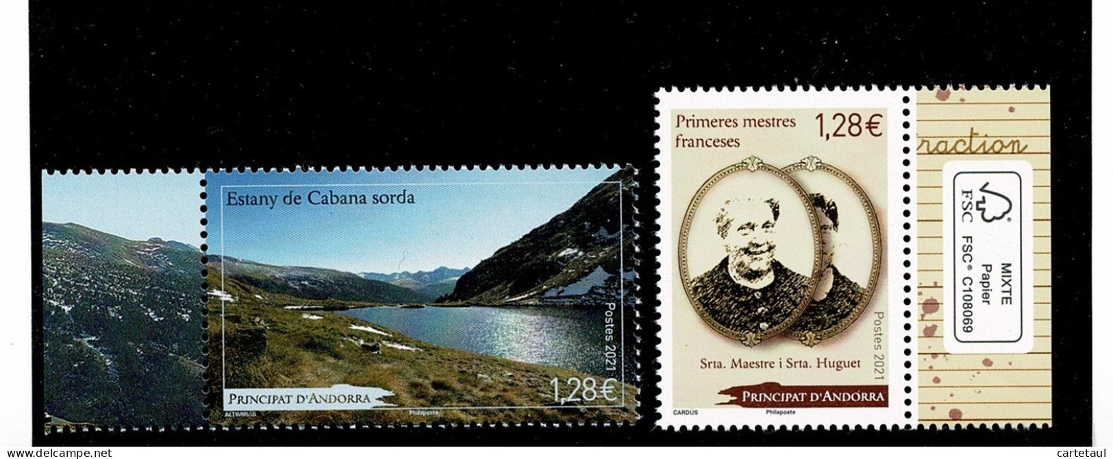 ANDORRE ANDORRA Bureau Français 2021 Etang De Cabana & Premières Maitresses Ecole Française ** MNH LUXE - Sonstige & Ohne Zuordnung