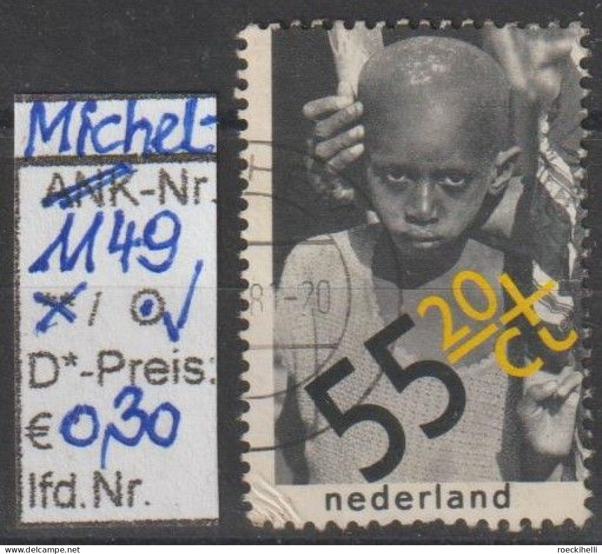 1979 - NIEDERLANDE - SM "Voor Het Kind" 55C+20C Schwarz/gelb - O Gestempelt - S.Scan  (1149o Nl) - Used Stamps